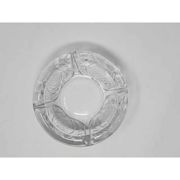 Vintage KIG Indonesia Ashtray Pressed Etched Glass Rose‎ Pattern - Picture 6 of 9